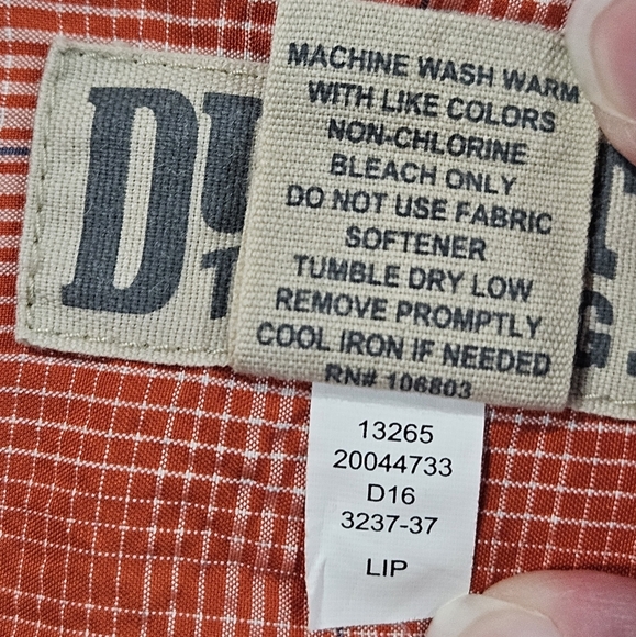Duluth Trading Co Mens Short Sleeve Button Up Shirt Orange Plaid 2XL Nylon Blend - Picture 4 of 6